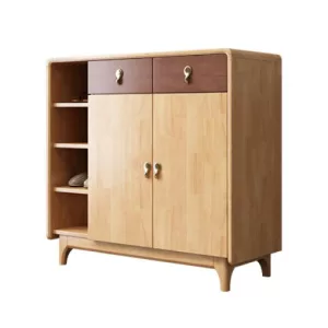 2門木製雙櫃桶置物鞋櫃-KNE-JRSR66