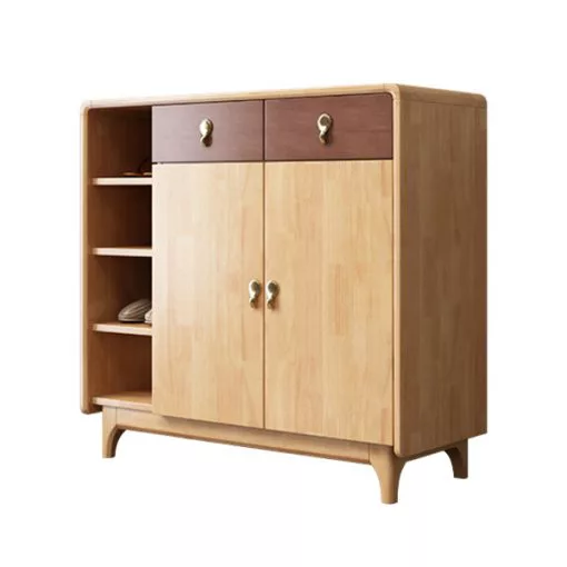 2門木製雙櫃桶置物鞋櫃-KNE-JRSR66