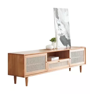 日式實木藤藝電視櫃